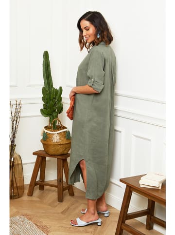 Le Monde du Lin Leinen-Kleid in Oliv