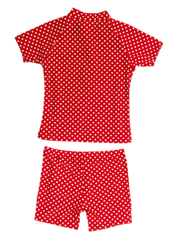 Playshoes 2-delige zwemoutfit "Stippen" rood/wit