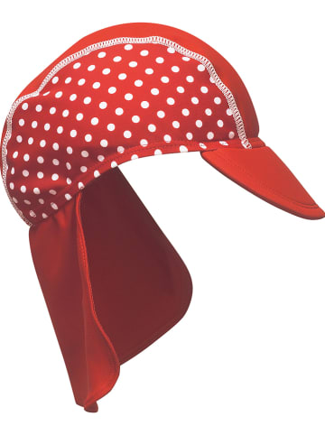 Playshoes Czapka w kolorze czerwono-białym z osłoną karku