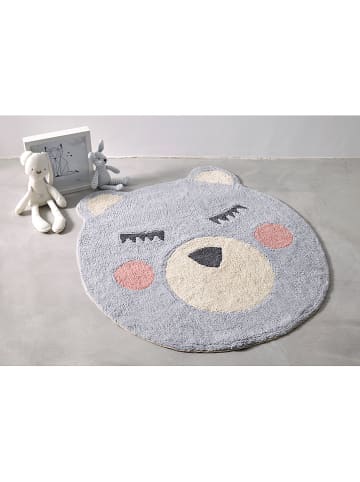 The Wild Hug Baumwoll-Teppich "Blue Bear" in Hellblau/ Creme - (L)180 x (B)120 cm