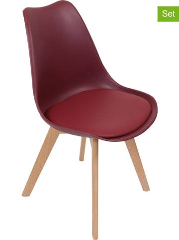 THE HOME DECO FACTORY Krzesła (2 szt.) w kolorze bordowym - 49 x 82,5 x 52,5 cm