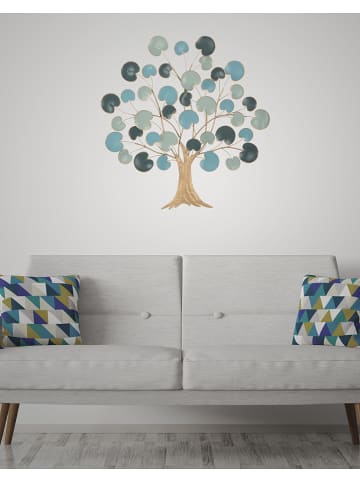 Mauro Ferretti Wanddecoratie "Apple" lichtblauw/goudkleurig - (B)89 x (H)90 x (D)2,5 cm