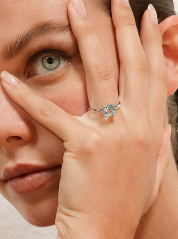 L instant d Or Weißgold-Ring "Topaze Unique" mit Edelstein