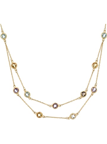 DIAMOND & CO Gold-Halskette "Colormix" mit Edelsteinen - (L)42 cm