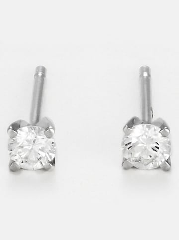 ATELIER DU DIAMANT Witgouden oorstekers "Single diamond 0,20" met diamanten