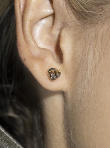 L instant d Or Gelb-/Rosé-/Weißgold-Ohrstecker "Noeud Tricolore"