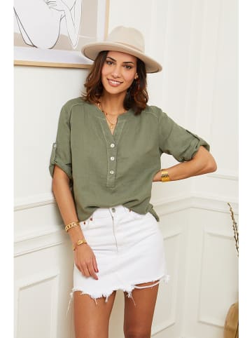 Le Monde du Lin Leinen-Bluse in Oliv