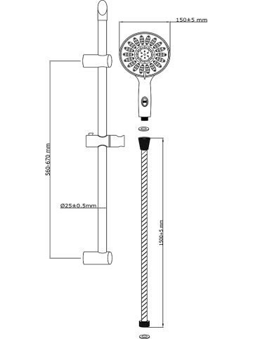 Schütte Stangenbrauseset "Florenz" in Chrom