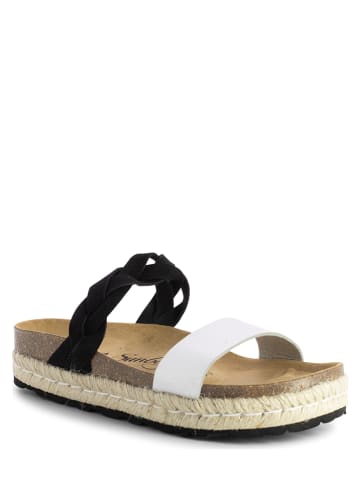 Sunbay Leren slippers "Mariara" zilverkleurig/zwart
