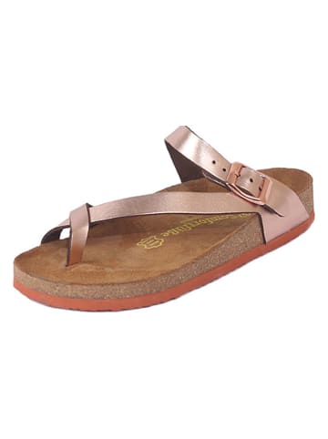 Comfortfusse Leder-Zehentrenner in Roségold