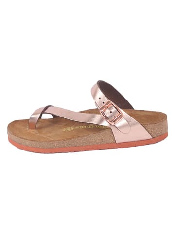 Comfortfusse Leder-Zehentrenner in Roségold
