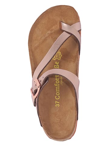 Comfortfusse Leder-Zehentrenner in Roségold