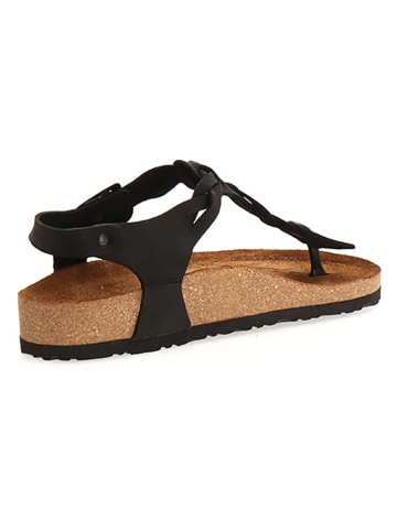 Comfortfusse Leder-Zehentrenner in Schwarz