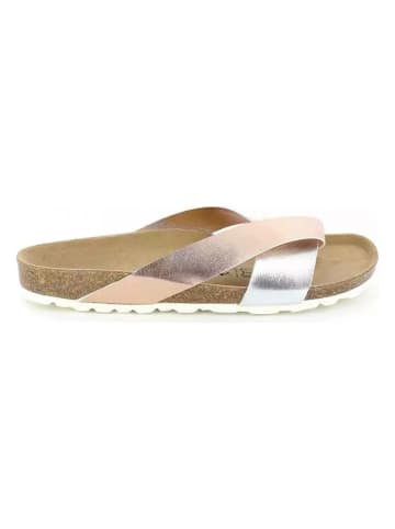 BAYTON Leren slippers "Mildura" lichtroze/zilverkleurig