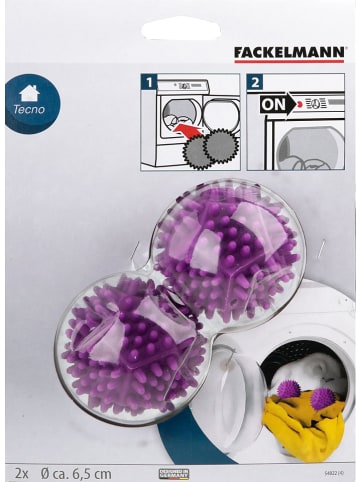Fackelmann 2-delige set: drogerballen "Fluffy" violet - Ø 6,5 cm