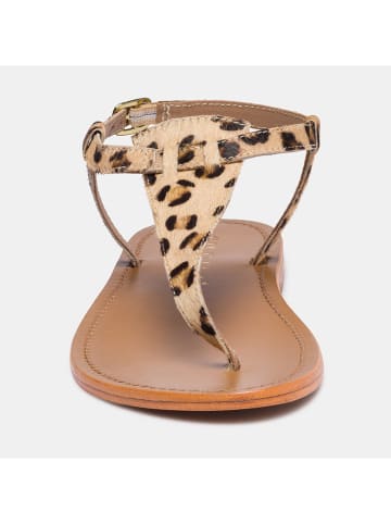 CALANK Leder-Zehensandalen in Beige/ Braun