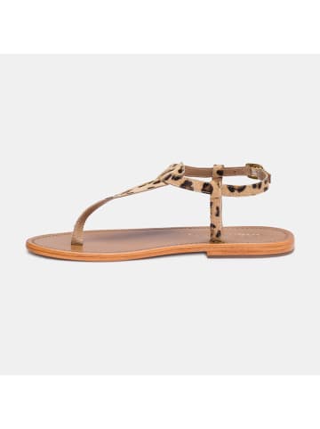 CALANK Leder-Zehensandalen in Beige/ Braun