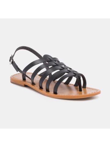 CALANK Leder-Zehensandalen in Schwarz