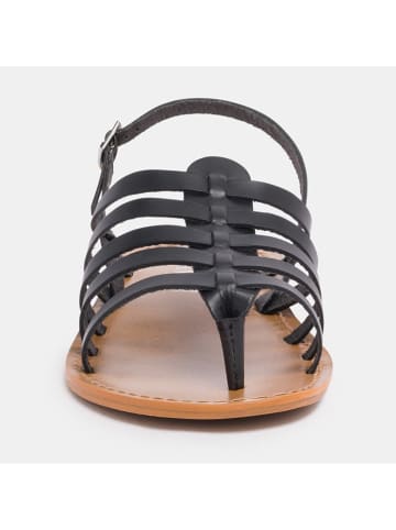 CALANK Leren teensandalen zwart