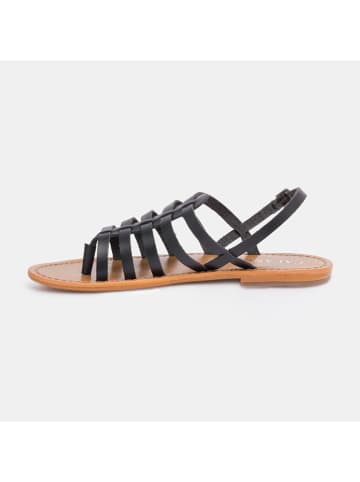 CALANK Leder-Zehensandalen in Schwarz
