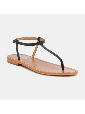 CALANK Leder-Zehensandalen in Schwarz