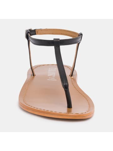 CALANK Leder-Zehensandalen in Schwarz