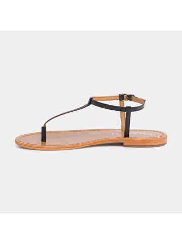 CALANK Leder-Zehensandalen in Schwarz