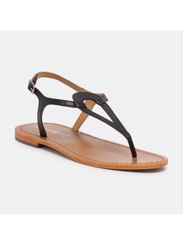 CALANK Leder-Zehensandalen in Schwarz