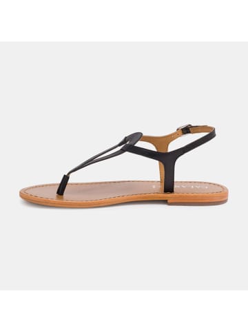 CALANK Leder-Zehensandalen in Schwarz