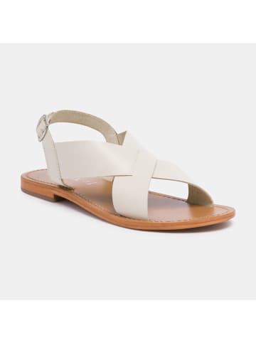 CALANK Leder-Sandalen in Creme