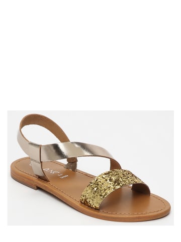 CALANK Leder-Sandalen in Gold