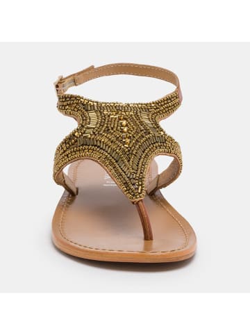 CALANK Leder-Zehensandalen in Hellbraun