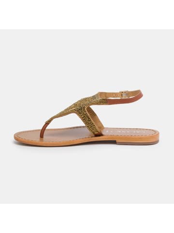 CALANK Leder-Zehensandalen in Hellbraun