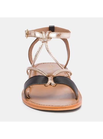 CALANK Leder-Sandalen in Schwarz/ Gold