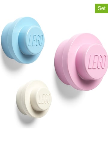 LEGO 3er-Set: Wandhaken "Iconic" in Weiß/ Hellblau/ Rosa