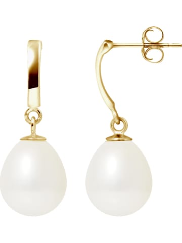 Pearl Addict Gouden oorhangers met zoetwaterparels wit