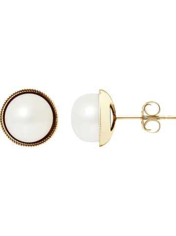 Pearline Gouden oorstekers met zoetwaterparels wit