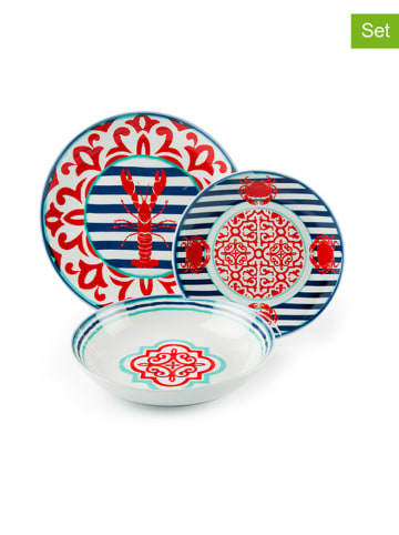Sea you at home 18-delig tafelservies "Boston" wit/blauw/rood