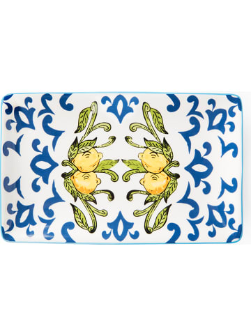 Trendy Kitchen by EXCÉLSA Półmisek "Amalfi" w kolorze biało-niebiesko-żółtym - 20 x 12,5 cm