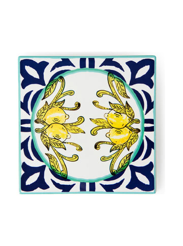 Trendy Kitchen by EXCÉLSA Panonderzetter "Amalfi" wit/blauw/geel - (L)15 x (B)15 x (H)0,70 cm