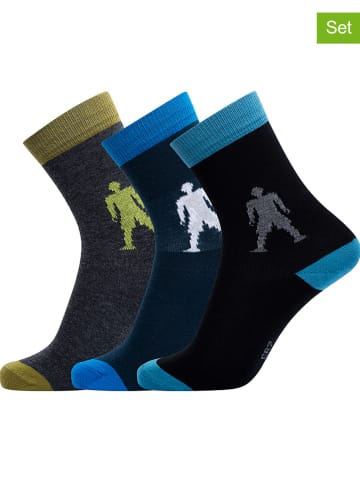 CR7 3er-Set: Socken in Schwarz/ Blau/ Khaki