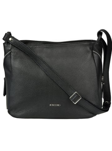 BOSCCOLO Leder-Schultertasche in Schwarz - (B)33 x (H)33 x (T)12 cm