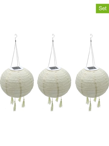 lumisky 3-delige set: decoratieve ledsolarlampen "Himalaya" beige - Ø 30 cm