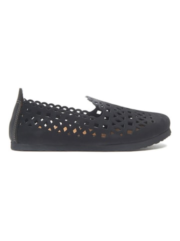 Comfortfusse Leder-Slipper in Schwarz