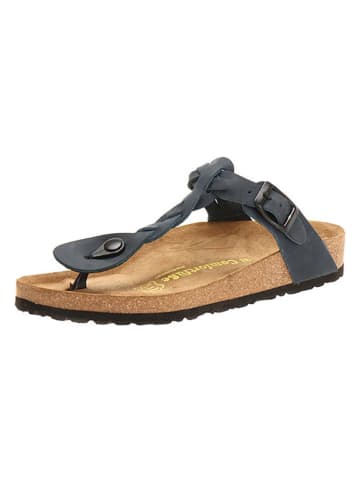 Comfortfusse Leder-Zehentrenner in Dunkelblau