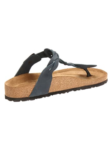 Comfortfusse Leder-Zehentrenner in Dunkelblau