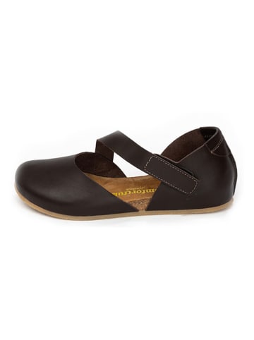 Comfortfusse Leren ballerina's bruin