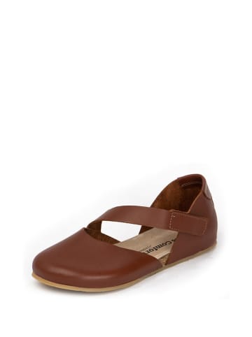 Comfortfusse Leder-Ballerinas in Hellbraun