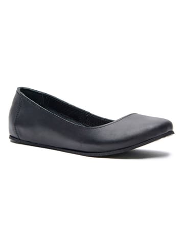 Comfortfusse Leder-Ballerinas in Schwarz