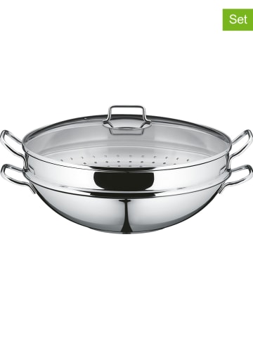 WMF 4-delige set: roestvrijstalen wok met accessoires